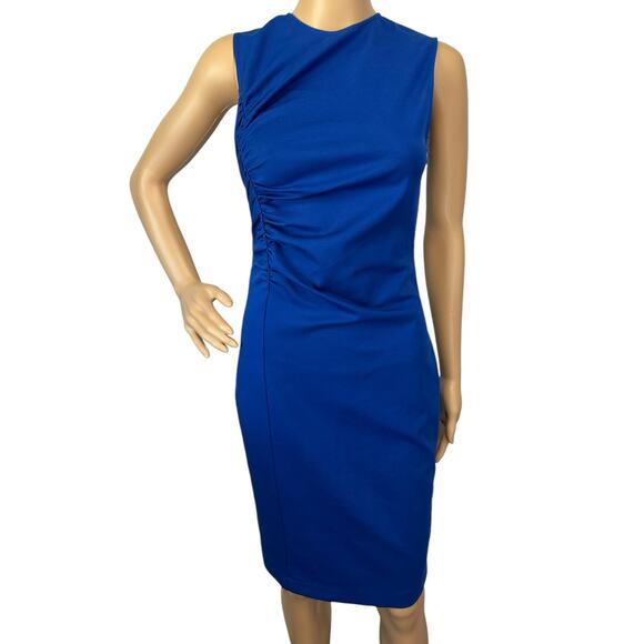 J. Crew 365 Ruched Ponte Sheath Dress Blue Sleeveless K2197 Size 2 - Picture 7 of 13